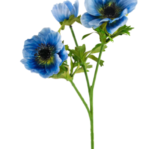 Kunstbloem Anemone dubbel 56 cm blauw